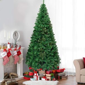 COSTWAY 240 cm Künstlicher Weihnachtsbaum, Tannenbaum mit Metallständer, Christbaum PVC Nadeln, Kunstbaum Weihnachten ideal für Zuhause, Büro, Geschäfte und Hotels, Grün