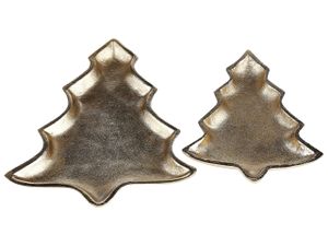 BELIANI Dekoschale 2er Set Gold aus Aluminium Weihnachtsbaum Dekotablett Dekoration Schmuckschale für Esstisch Esszimmer Flur