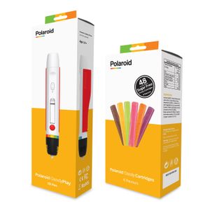 Vorteilspack Polaroid 3D-Pen Candy Play Drucker-Stift & Polaroid Patronen Candy 48x gemischte Geschmäcker (8x Erdbeere, Orange, Zitrone, Apfel, Weintraube, Cola)
