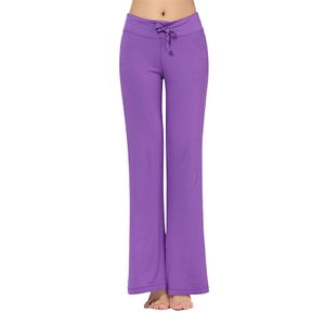 Damen Elastische Elastische Taille Kordelzug Micro Horn Freizeit Sport Yogahosen,Farbe: Violett,Größe:XL