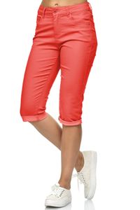 Damen Capri Jeans 3/4 Stretch Bermuda Shorts Big Size Hose, Farben:Pink, Größe:36