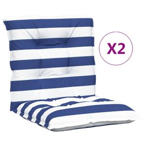 vidaXL Niedriglehner-Auflagen 2 Stk. Blau & Weiß Gestreift Stoff