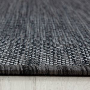 Teppium Sisal Optik Teppich In- & Outdoor Flachgewebe Uni Naturoptik Schwarz Grau, Maße:200 cm x 290 cm, Form: Rechteckig
