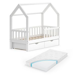 Vitalispa Hausbett Wiki, 70 x 140 cm mit Schubladen und Matratze, Weiß