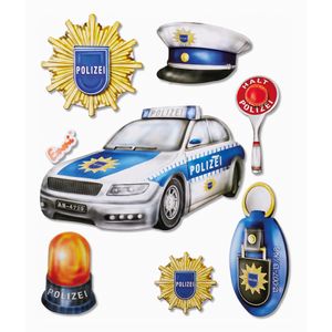 XXL 3D-Sticker Polizei, 30x30 cm, 8 Teile