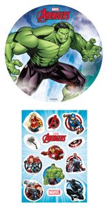 2er Set Avengers Essbarer Tortenaufleger + Mini-Törtchenaufleger, Tortendeko Kindergeburtstag, Motiv:Avengers Hulk