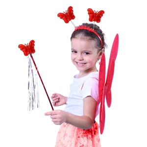 Verkleidung Schmetterling - Flügel, Haarreifen und Zauberstab - für Kinder von 3 bis 7 Jahren