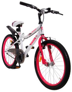 Amigo Rockstar - Mountainbike 20 Zoll für Mädchen - geeignet ab 120 cm - mit Handbremse und fahrradständer - Weiß