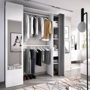 Kleiderschrank Dmancin, Struktur für begehbaren Kleiderschrank, offene Garderobe, 177x52h205 cm, Weiß und Anthrazit