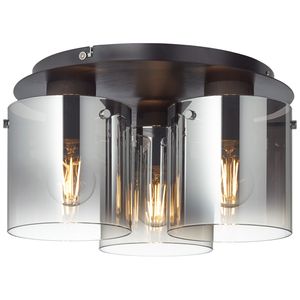 BRILLIANT Deckenleuchte Beth | dekorative Deckenlampe |  Ø 35 cm | Glas Metall | Schwarz rauchglas | 3x E27 max. 60 W