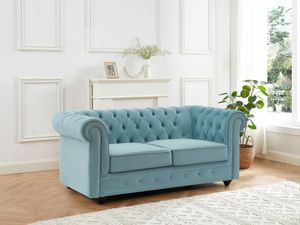 Sofa 2-Sitzer - Samt - Pastellblau - CHESTERFIELD