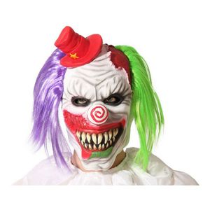 Horror-Clown-Maske mit Hütchen für Herren Halloween-Maske bunt