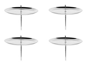 4er Set Kerzenhalter für Adventskranz - Silber - Ø 10cm - Kerzenteller zum Stecken : Silber : 10 cm