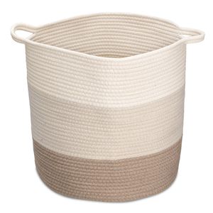 Navaris Flechtkorb zur Aufbewahrung aus Baumwolle - Wäschekorb geflochten - Seil Korb rund für Wäsche Kissen Decken Spielzeug - waschbar
