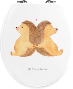 Mr. & Mrs. Panda Motiv WC Sitz Igel händchenhaltend - Weiß - Geschenk, Freundin, Klodeckel, Liebesbeweis, Lieblingsmensch, Ehefrau, Liebesgeschenk, Toilette, Love