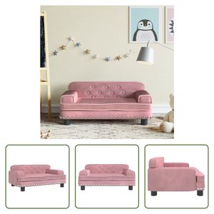 The Living Store Kindersofa Rosa 70x45x30 cm Samt