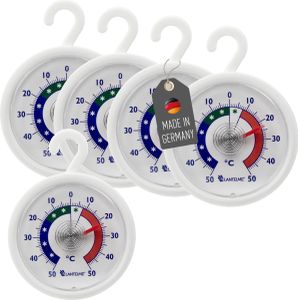 Lantelme 5 Stück Kühlschrankthermometer Set rund mit Haken