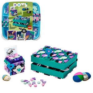 LEGO 41925 DOTS Geheimbox mit Schlüsselhalter, Schreibtischdeko, Bastelset für Kinder mit bunten Steinchen, Kreativset