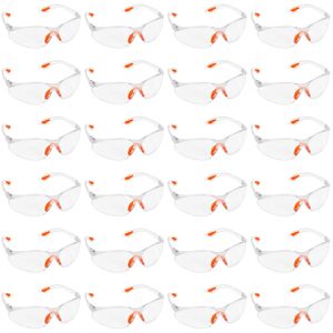 Kurtzy 24-er Pack Schutzbrillen Transparent mit Gummieinsatz an Nase und Ohren für sicheren Schutz - Augenschutzbrille Sicherheitsbrille Laborbrille Kratzfeste Linsen – PSA Arbeitsschutzbrillen