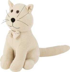 Manahee Design | Türstopper Katze Schleife Bouclé Ecru | Weißes Textil | 27 x 36 x 16 cm