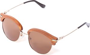 Bonizetti Damen Sonnenbrille ROM Holz Breite 143mm ROM TREVI 143mm Braun | Glasfarbe braun runde Gläser, Sandelholz