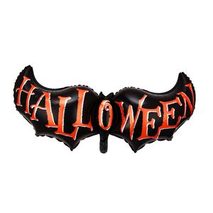 Oblique Unique Folien Luftballon Fledermaus mit Halloween Schriftzug gruseliger Deko Ballon zur Halloweenparty