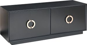 BELIANI Sideboard Schwarz MDF-Platte 120 x 40 x 45 cm mit 4 Türen Goldenen Griffen Metallgestell Modern Glamourös Wohnzimmer Büro Schlafzimmer Flur