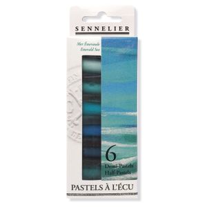 SENNELIER N132288.02 Extra-Soft Halb Pastell 6 Sticks Set, Pigment, Smaragdmeer, Set of 6