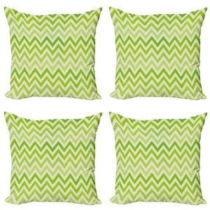 ABAKUHAUS Lime Green Kissenbezug Set (4 Stück), traditionelle Chevron, Moderner Doppelseitiger Digitaldruck, 40 cm x 40 cm, Blasses Grün