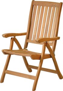 Teak Hochlehner Pisa mit extra langer Rückenlehne Teakholz Gartenstuhl verstellbar wetterfester Recliner