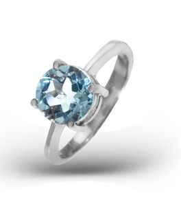 Stříbrný prsten s kulatým topazem Sky Blue