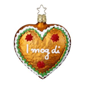 INGE-GLAS® Weihnachts-Glasanhänger Lebkuchen-Herz I mog di