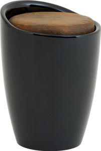 Sitzhocker Arbeitshocker Badhocker Badschemel Stauraumhocker DANIEL, mit Stauraum und Sitzkissen in schwarz/Vintage