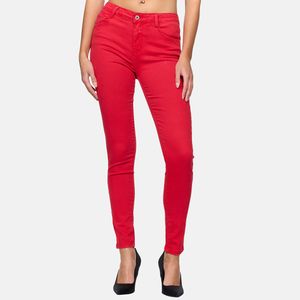 Elara Damen Stretch Hose Skinny Jeans Elastisch G09-21 Rot-50