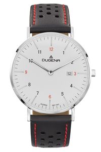 Dugena 4460897 Herren-Armbanduhr, Edelstahl-Gehäuse, Leder-Armband