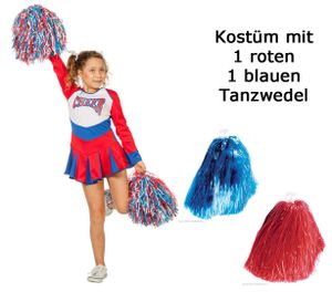 Wilbers Cheerleader Kleid Cheer Leader 116 cm - 164 cm mit Tanzwedel Set 140 cm