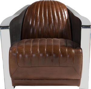 Union Jack Aviator Retro Clubsessel Braun Leder Vintage Sessel Möbel lounge Neu