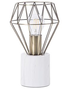 BELIANI Tischlampe Gold Metall 28 cm Glühbirnen-Optik Schirm Diamantform Lampenfuß Marmoroptik Kabel mit Schalter Modernes Design