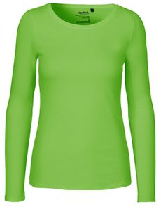 Damen Long Sleeve T-Shirt / 100% Fairtrade-Baumwolle - Farbe: Lime - Größe: M
