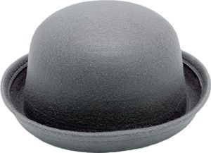 Fedora-Hut mit flacher Oberseite, reine Farbe, Wollimitat, Jazz-Hut, Uni, japanischer Stil, breite Krempe, runder Hut für Damen, Partys, Cosplay, Bowler-Hut, grau