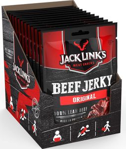 JACK LINK´S Beef Jerky Original 12x25g Trockenfleisch vom Rind Fitness Snack