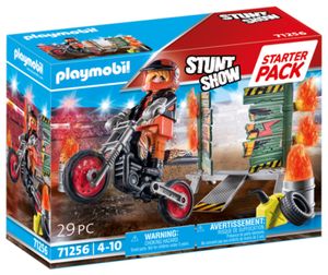PLAYMOBIL Stuntshow 71256 Starter Pack Stuntshow Motorrad mit Feuerwand