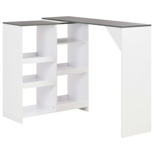 vidaXL Barový stôl s pohyblivou policou biely 138x39x110 cm