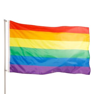 PHENO FLAGS Premium Regenbogen Flagge 90 x 150 cm Fahne Peace 2 Ösen