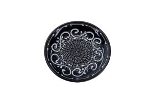 Kaladia Keramik Teller Schwarz & Weiß - handbemalte Teller mit schönemNachbildung - Reibeteller -  Spain
