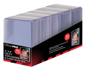 Ultra Pro - 130pt Super Thick Toploader 3' x 4' (63.5mm x 88.9mm) with thick Card Sleeves (50 pieces)