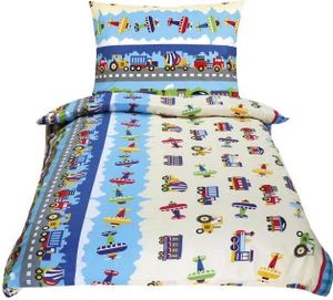 Bellatex Bavlněné Junior - 140 × 200, 70 × 90 cm - letadla a auta modrá