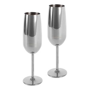 ECHTWERK Sklenice na šampaňské, pohár na šampaňské, poháry na šampaňské z nerezové oceli, nerozbitné sklenice, skleničky na svatbu/narozeniny/piknik, dárková sada, 2 ks, 250 ml, stříbrné provedení