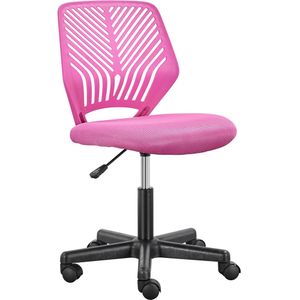 Yaheetech Schreibtischstuhl Drehstuhl Jugenddrehstuhl Bürostuhl mit Rücklehne ohne Armlehnen Arbeitsstuhl höhenverstellbar Rosa