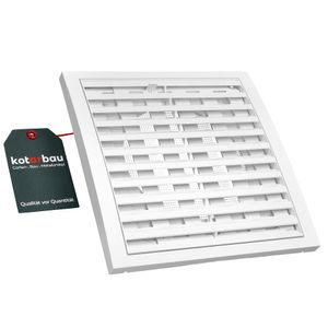 KOTARBAU® Lüftungsgitter 200 x 200 mm Rund Ø125 mm Verschließbar Abluftgitter Kunststoff mit Insektenschutz Abschlussgitter Rechteckig Weiß Lamellengitter Abluft Zuluft Gitter Ventilator